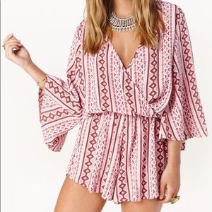 Pink Aztec planet blue life romper